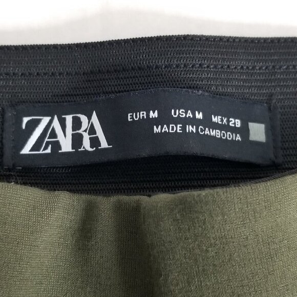 ZARA Size M High Waist Sailor Gold Button Front Pants Stretch Pullon Legging - Picture 8 of 12